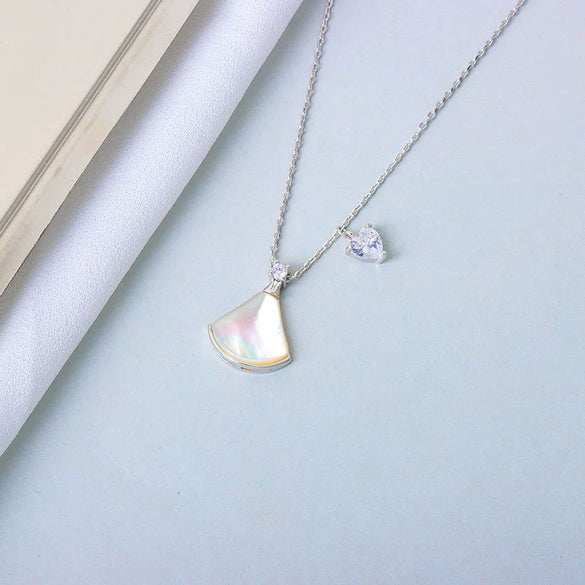 S925 Sterling Silver Small Skirt And Heart Pendant Necklace With Mixed Gem Detail Cross Chain Simple Clavicle Necklace For Women
