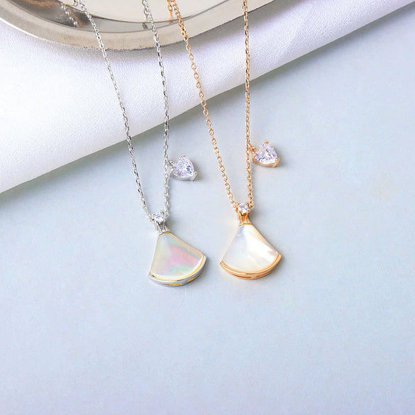 S925 Sterling Silver Small Skirt And Heart Pendant Necklace With Mixed Gem Detail Cross Chain Simple Clavicle Necklace For Women