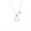 S925 Sterling Silver Small Skirt And Heart Pendant Necklace With Mixed Gem Detail Cross Chain Simple Clavicle Necklace For Women