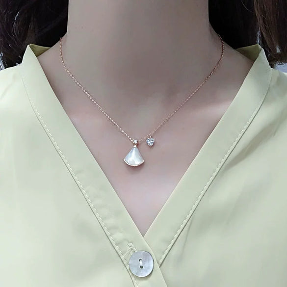 S925 Sterling Silver Small Skirt And Heart Pendant Necklace With Mixed Gem Detail Cross Chain Simple Clavicle Necklace For Women