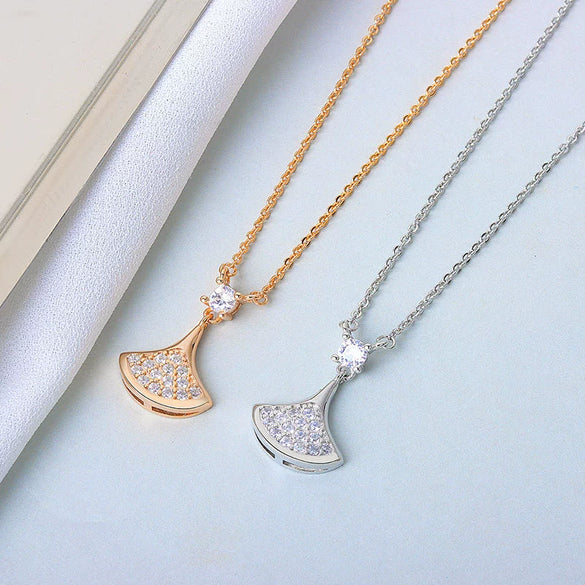 S925 Sterling Silver Small Skirt Pendant Necklace With Mixed Gem Inlay Electroplated Cross Chain Simple Clavicle Necklace For Women