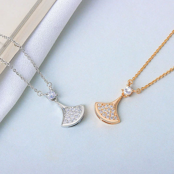 S925 Sterling Silver Small Skirt Pendant Necklace With Mixed Gem Inlay Electroplated Cross Chain Simple Clavicle Necklace For Women