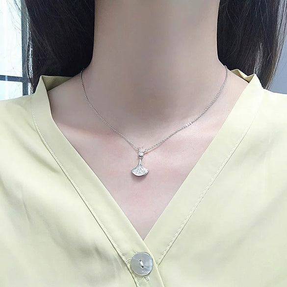 S925 Sterling Silver Small Skirt Pendant Necklace With Mixed Gem Inlay Electroplated Cross Chain Simple Clavicle Necklace For Women