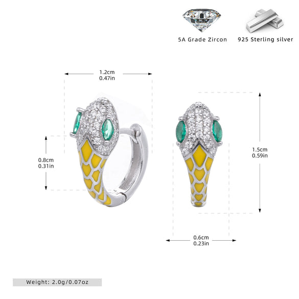 S925 Sterling Silver Snake Ear Buckle Dopamine Series Animal Dripping Glue Earrings