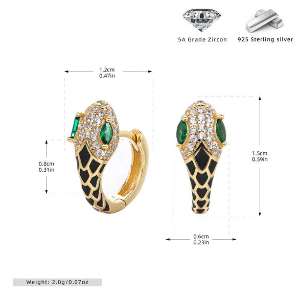S925 Sterling Silver Snake Ear Buckle Dopamine Series Animal Dripping Glue Earrings