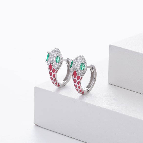 S925 Sterling Silver Snake Ear Buckle Dopamine Series Animal Dripping Glue Earrings