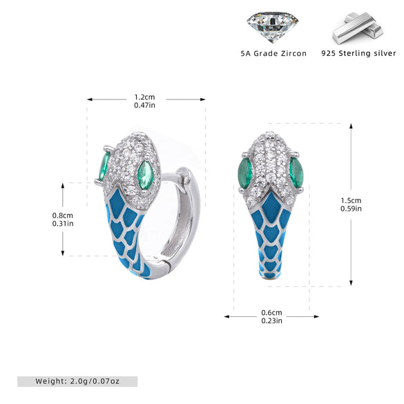 S925 Sterling Silver Snake Ear Buckle Dopamine Series Animal Dripping Glue Earrings