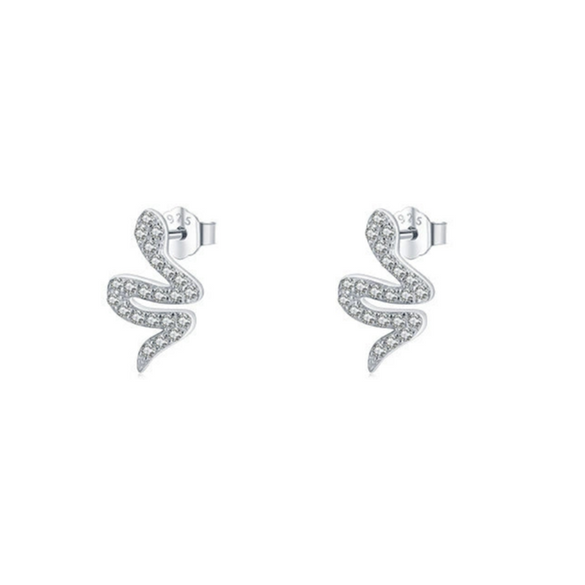 S925 Sterling Silver Snake Earrings With Microinlay And Niche Style