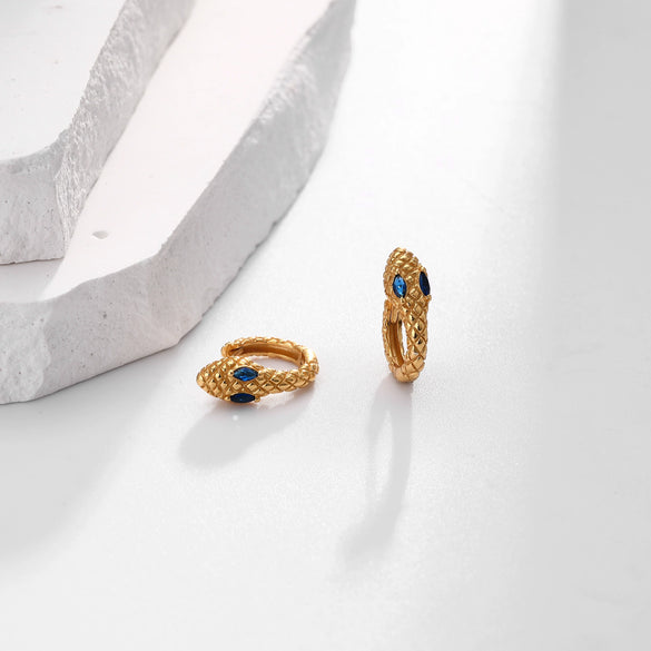 S925 Sterling Silver Snake Zircon Inlaid Women's Earrings With Animal Pattern