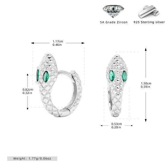S925 Sterling Silver Snake Zircon Inlaid Women's Earrings With Animal Pattern
