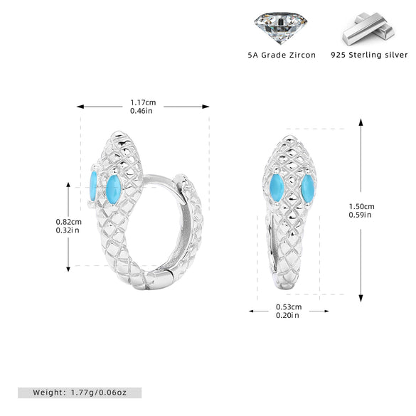 S925 Sterling Silver Snake Zircon Inlaid Women's Earrings With Animal Pattern