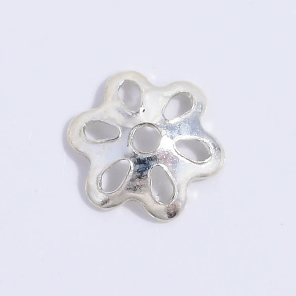 S925 Sterling Silver Snowflake Petal Flower Handmade Diy Bracelet Spacer Bead Jewelry Accessories Electroplated