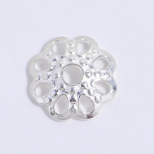 S925 Sterling Silver Snowflake Petal Flower Handmade Diy Bracelet Spacer Bead Jewelry Accessories Electroplated