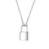S925 Sterling Silver Solid Lock Necklace With Electroplating Simple Light Luxury Niche High Grade Clavicle Chain For Women