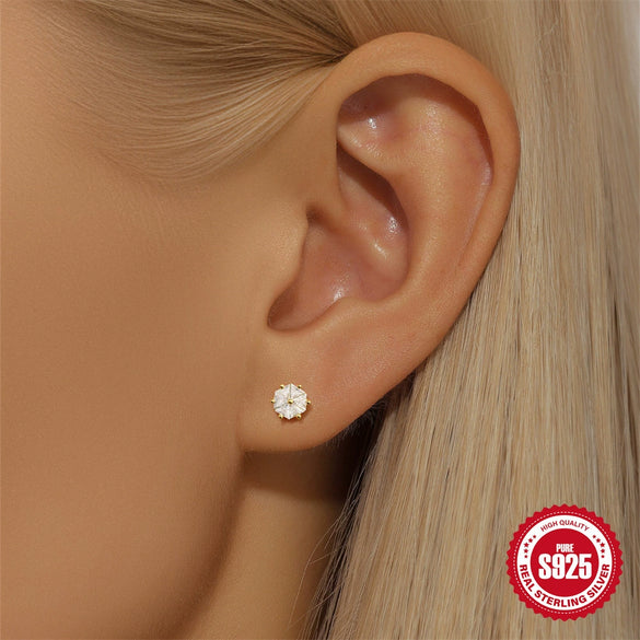 S925 Sterling Silver Spider Micro Inlaid Geometric Pattern Exquisite Ear Jewelry For Unisex
