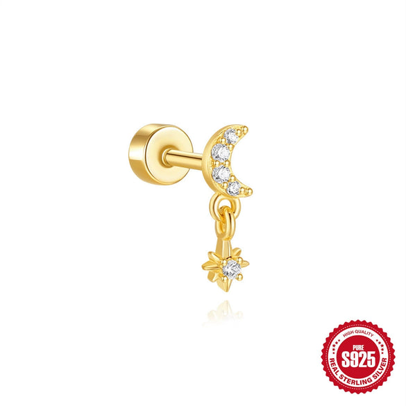 S925 Sterling Silver Spider Micro Inlaid Geometric Pattern Exquisite Ear Jewelry For Unisex