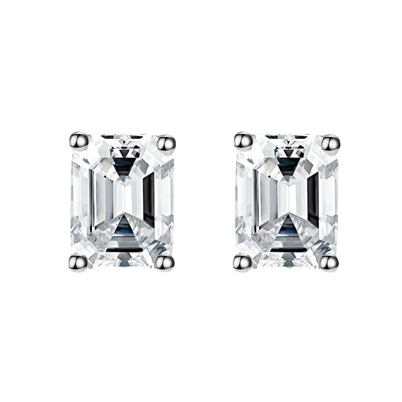 S925 Sterling Silver Square Earrings Platinum Plated Light Luxury Geometric Design For Women