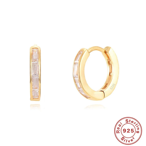 S925 Sterling Silver Square Earrings With Geometric Pattern Electroplated For Women