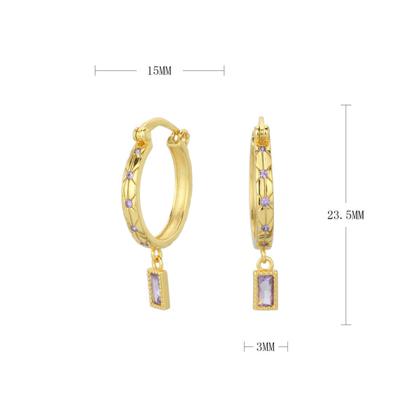 S925 Sterling Silver Square Ushape Geometric Light Luxury Women's Earrings