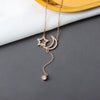 S925 Sterling Silver Star And Moon Tassel Clavicle Necklace With Mixed Gem Inlay Electroplated Cross Chain Pendant Jewelry