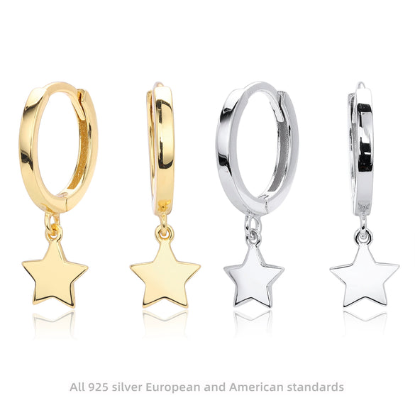 S925 Sterling Silver Star Earrings Electroplated