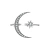 S925 Sterling Silver Star Embrace Moon Microinlay Ring Unisex