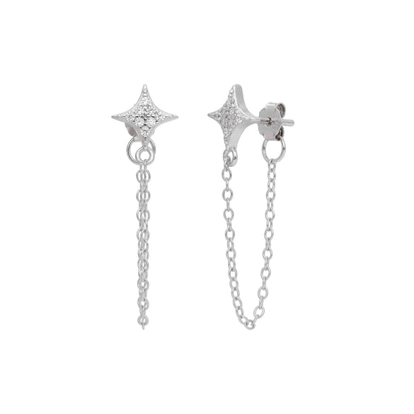 S925 Sterling Silver Star Inlaid Zircon Earrings