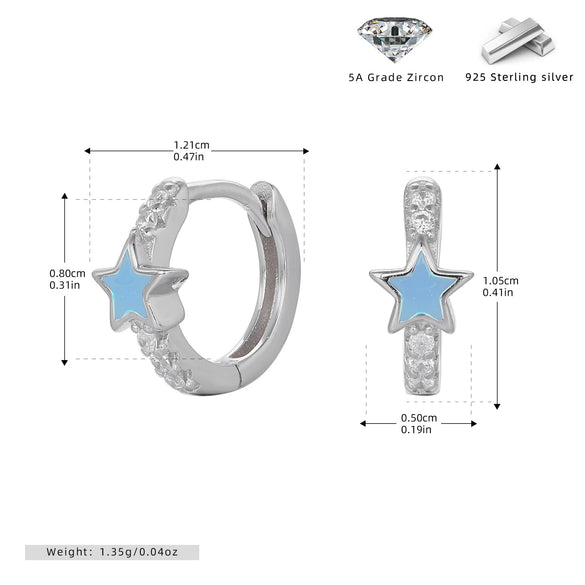 S925 Sterling Silver Star Oil Dripping Earrings Constellation Style