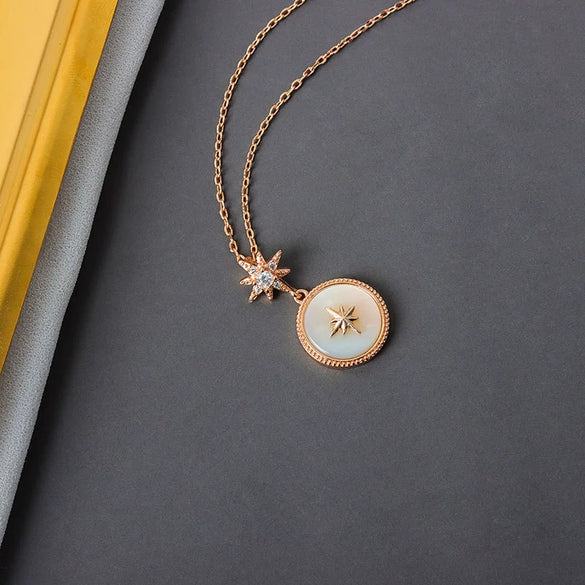 S925 Sterling Silver Star Pattern Mixed Gem Inlay Electroplated Women's Clavicle Necklace