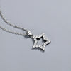 S925 Sterling Silver Star Pendant Necklace For Women With Mixed Gem Inlay Electroplated Cross Chain Trendy Minimalist Clavicle Jewelry