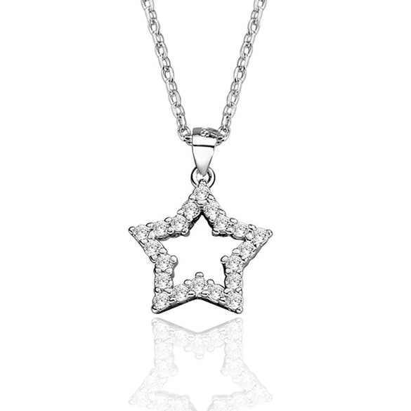 S925 Sterling Silver Star Pendant Necklace For Women With Mixed Gem Inlay Electroplated Cross Chain Trendy Minimalist Clavicle Jewelry