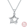 S925 Sterling Silver Star Pendant Necklace With Zircon Inlay Electroplated Fashion Pattern Necklace