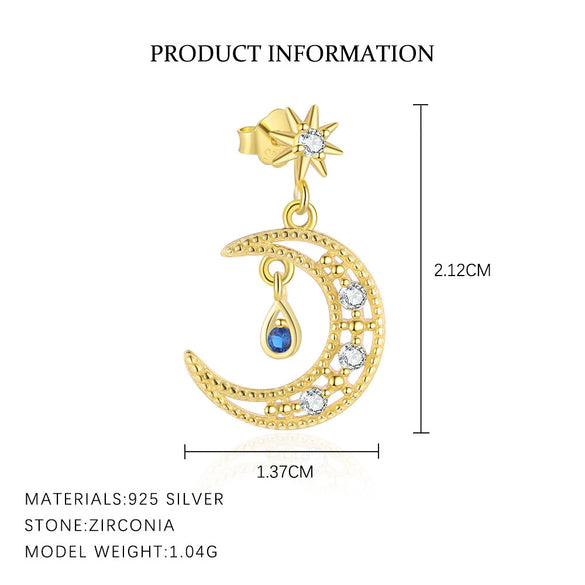 S925 Sterling Silver Star Shape Zircon Women's Fashion Earrings