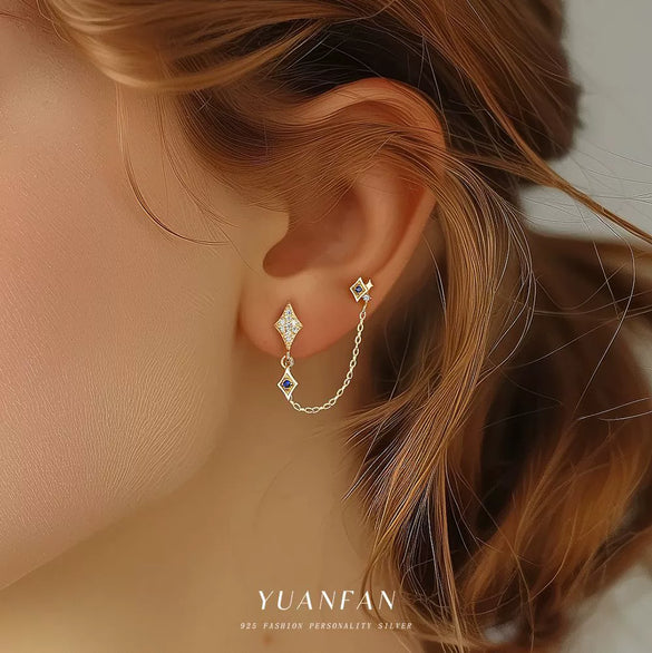 S925 Sterling Silver Star Shape Zircon Women's Fashion Earrings