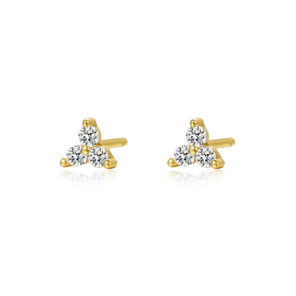 S925 Sterling Silver Star Stud Earrings With Flower And Geometric Pattern And Micro Inlaid Zircon Elegant Light Luxury Ins Style