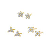 S925 Sterling Silver Star Stud Earrings With Flower And Geometric Pattern And Micro Inlaid Zircon Elegant Light Luxury Ins Style
