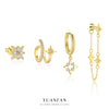 S925 Sterling Silver Star Tassel Chain Earrings For Women With Zircon Design