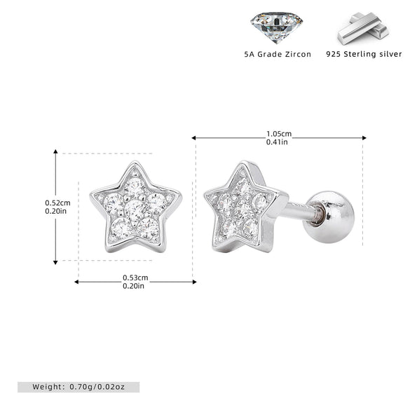 S925 Sterling Silver Star Twist Bead Electroplated Earrings For Women
