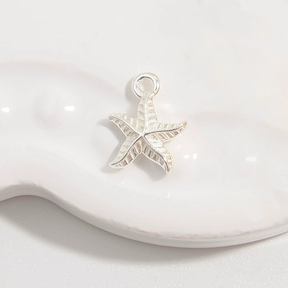 S925 Sterling Silver Starfish Pendant With Zirconia Fashion Animal Design For Diy Bracelet Or Necklace