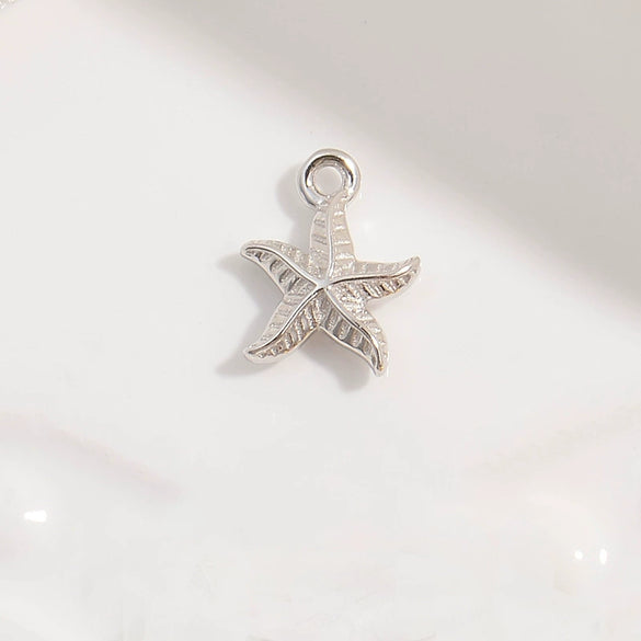 S925 Sterling Silver Starfish Pendant With Zirconia Fashion Animal Design For Diy Bracelet Or Necklace