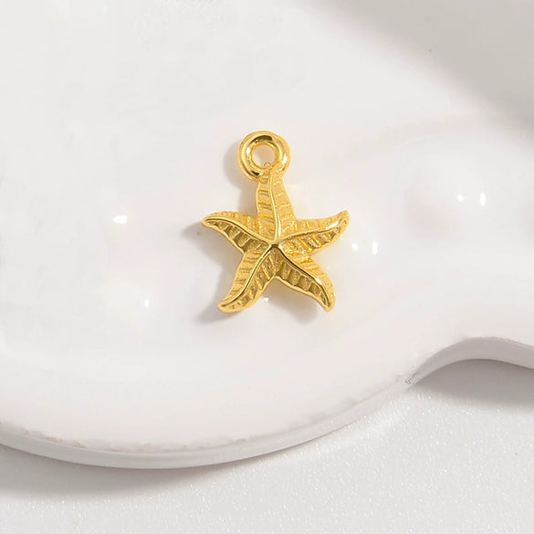 S925 Sterling Silver Starfish Pendant With Zirconia Fashion Animal Design For Diy Bracelet Or Necklace