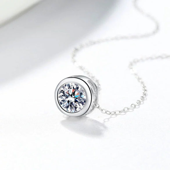 S925 Sterling Silver Stone Pendant Necklace For Women Natural Style Clavicle Cross Chain Fashion Jewelry