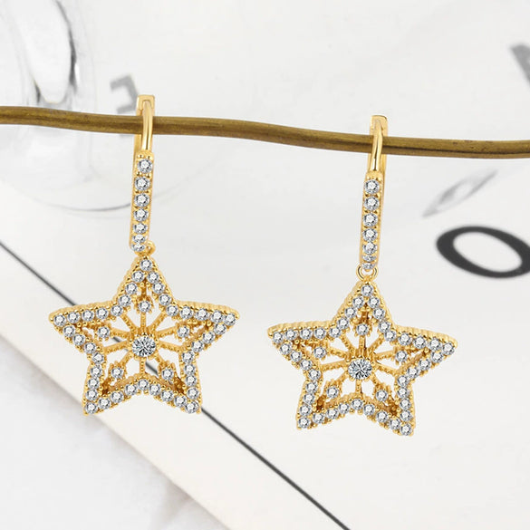 S925 Sterling Silver Stud Earrings Electroplated Female Fashion Style