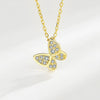 S925 Sterling Silver Sweet Elegant Butterfly Geometric Necklace With Micro Inlaid Zircon Pendant For Women Gift Jewelry