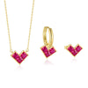 S925 Sterling Silver Sweet Love Red Zircon Geometric Women's Earrings