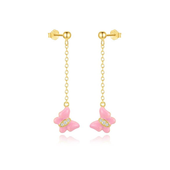 S925 Sterling Silver Tassel Butterfly Geometric Light Luxury High End Women's Earrings With Electroplating