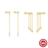 S925 Sterling Silver Tassel Chain Heart Zircon Earrings With Geometric Pattern And Electroplating For Women