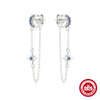 S925 Sterling Silver Tassel Long Bow Star Moon Geometric Earrings For Women Electroplated