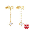S925 Sterling Silver Tassel Long Bow Star Moon Geometric Earrings For Women Electroplated