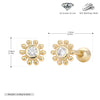 S925 Sterling Silver Threaded Earrings With Sunflower Design And Zircon Inlay Electroplated For Women
